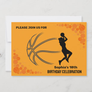 Basketbal verjaardagsfeest, basketbalspeler kaart