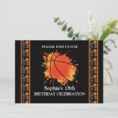 Basketbal verjaardagsfeest, basketbalspeler kaart (Staand voorkant)