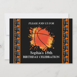 Basketbal verjaardagsfeest, basketbalspeler kaart