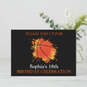 Basketbal verjaardagsfeest, basketbalspeler kaart (Staand voorkant)