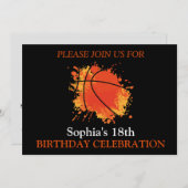 Basketbal verjaardagsfeest, basketbalspeler kaart (Voorkant / Achterkant)