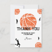 Basketbal verjaardagsfeest bedankkaart (Voorkant)