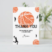 Basketbal verjaardagsfeest bedankkaart (Staand voorkant)