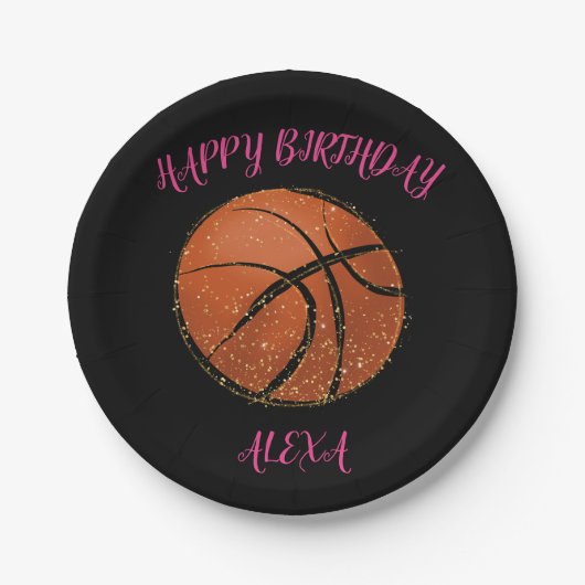 Basketbal Verjaardagsfeest Borden voor meisjes Papieren Bordje (Voorkant)