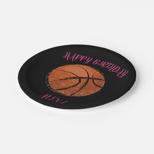 Basketbal Verjaardagsfeest Borden voor meisjes Papieren Bordje (Gekanteld)