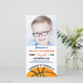 Basketbal Verjaardagsfeest Sport Foto Uitnodiging (Staand voorkant)