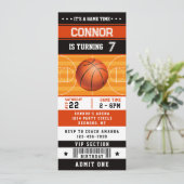 Basketbal Verjaardagsfeest Ticket uitnodiging (Staand voorkant)