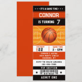 Basketbal Verjaardagsfeest Ticket uitnodiging (Voorkant / Achterkant)