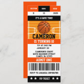Basketbal Verjaardagsfeest Ticket uitnodiging (Voorkant / Achterkant)