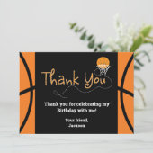 Basketbal verjaardagsfeest typografie Dank u Kaart (Staand voorkant)
