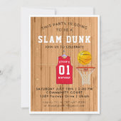 Basketbal verjaardagsfeest uitnodiging (Voorkant)