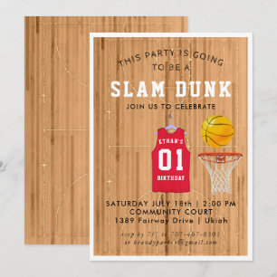 Basketbal verjaardagsfeest uitnodiging