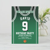 Basketbal verjaardagsfeest uitnodiging (Staand voorkant)