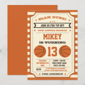 Basketbal verjaardagsfeest uitnodiging (Voorkant / Achterkant)