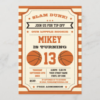 Basketbal verjaardagsfeest uitnodiging