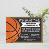Basketbal verjaardagsfeest uitnodiging fans (Staand voorkant)
