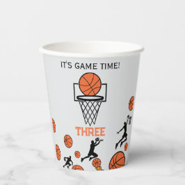 Basketbal verjaardagsfeest uitnodiging papieren bekers