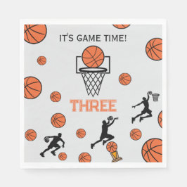 Basketbal verjaardagsfeest uitnodiging servet