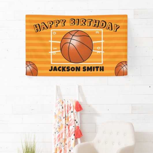 Basketbal Verjaardagsfeestbanner Spandoek (Insitu)