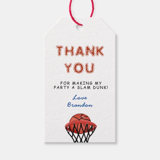 Basketbal verjaardagsfeestje Bedankt Cadeaulabel (Voorkant)