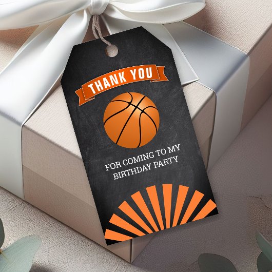 Basketbal verjaardagsfeestje bedankt cadeaulabel