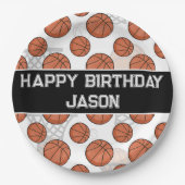 Basketbal Verjaardagsfeestje Collegiate Font Papieren Bordje (Voorkant)