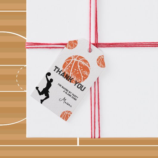 Basketbal verjaardagsfeestje dank je cadeaulabel