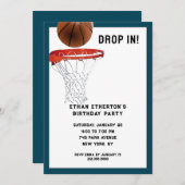 Basketbal verjaardagsfeestje kaart (Voorkant / Achterkant)