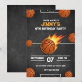 Basketbal Verjaardagsfeestje Kaart (Voorkant / Achterkant)