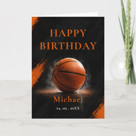 Basketbal Verjaardagsfeestje Oranje Zwart Kaart