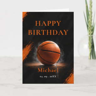 Basketbal Verjaardagsfeestje Oranje Zwart Kaart