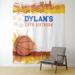 Basketbal Verjaardagsfeestje Photo-Op Achtergrond Wandkleed