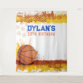Basketbal Verjaardagsfeestje Photo-Op Achtergrond Wandkleed (Voorkant)