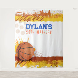 Basketbal Verjaardagsfeestje Photo-Op Achtergrond Wandkleed