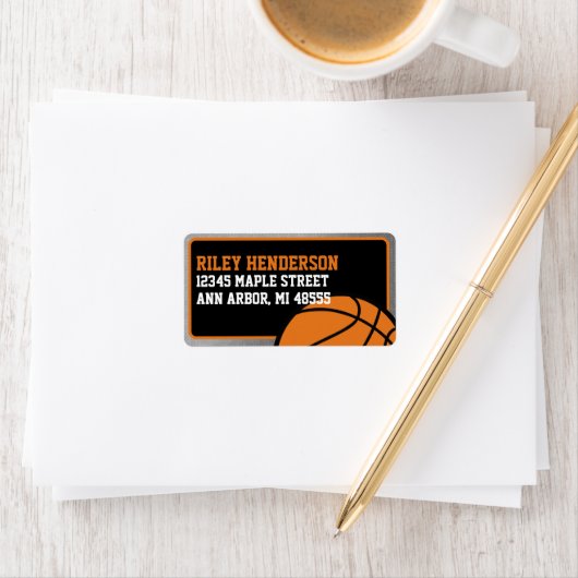 Basketbal Verjaardagsfeestje Retouradreslabels Etiket (Insitu)