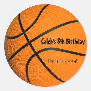 Basketbal verjaardagsfeestje sport favoriete stick ronde sticker