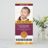 Basketbal verjaardagsfeestje uitnodigen (Maroon &  Kaart (Staand voorkant)