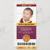 Basketbal verjaardagsfeestje uitnodigen (Maroon &  Kaart (Voorkant)