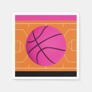 Basketbal verjaardagsfeestje Zwart Roze & Oranje Servetten