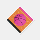 Basketbal Verjaardagsfeestje Zwart Roze & Sinaasap Servetten (Hoek)