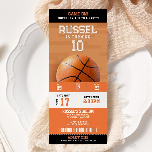 Basketbal Verjaardagsfeestticket Kaart