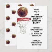 Basketbal Verjaardagsfeestuitnodigingen Kaart (Voorkant / Achterkant)