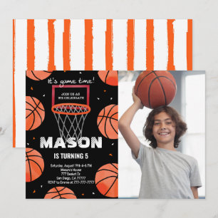 Basketbal verjaardagsfoto uitnodiging