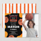 Basketbal verjaardagsfoto uitnodiging (Voorkant / Achterkant)