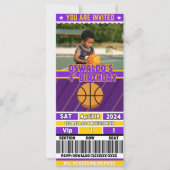 Basketbal Verjaardagskaart Ticket Uitnodiging (Paa (Voorkant)