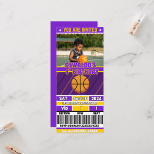Basketbal Verjaardagskaart Ticket Uitnodiging (Paa