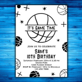 Basketbal verjaardagsuitnodiging, Basketbal Feestj Kaart