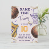 basketbal verjaardagsuitnodiging kaart (Staand voorkant)