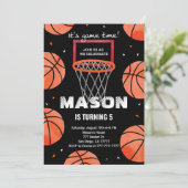 basketbal verjaardagsuitnodiging kaart (Staand voorkant)