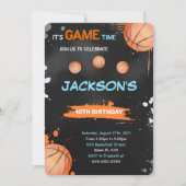 Basketbal verjaardagsuitnodiging kaart (Voorkant)